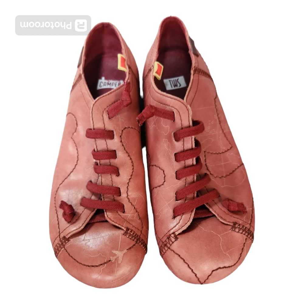 Camper "Twins" Red Leather Shoes - Size 37